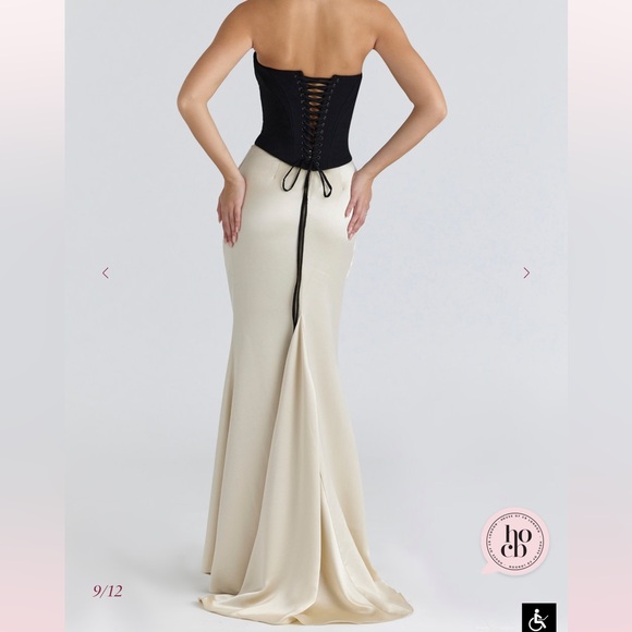 House of CB Sorcha Black and Cream Strapless Gown - Picture 3 of 8